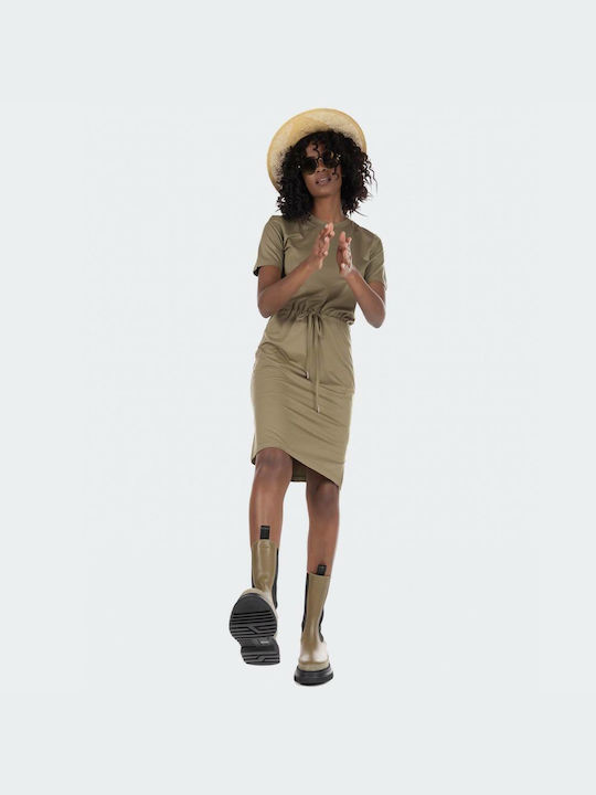 Superdry Καλοκαιρινό Mini T-shirt Φόρεμα με Σκίσιμο Μπεζ