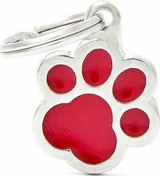 My Family Classic Paw Red Metal Dog ID Tag Personalized
