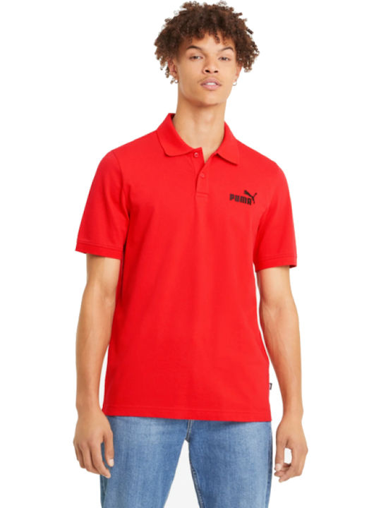 Puma Essentials Ανδρικό T-shirt Polo Κόκκινο