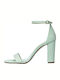 Sante Suede Women's Sandals with Ankle Strap Green with Chunky High Heel