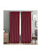 Lino Home Curtain with Pencil Pleat Line 402 Wine 145x295cm