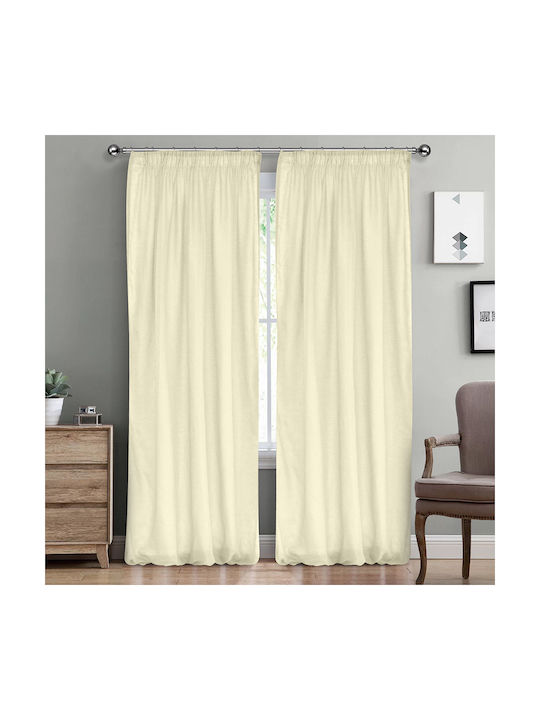 Lino Home Curtain with Pencil Pleat Line 102 Beige 145x295cm