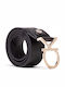 Wide Leather Women's Belt Black
