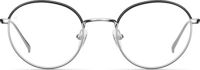 Meller Yuda Metallic Blue Light Blocking Glasses Silver Black