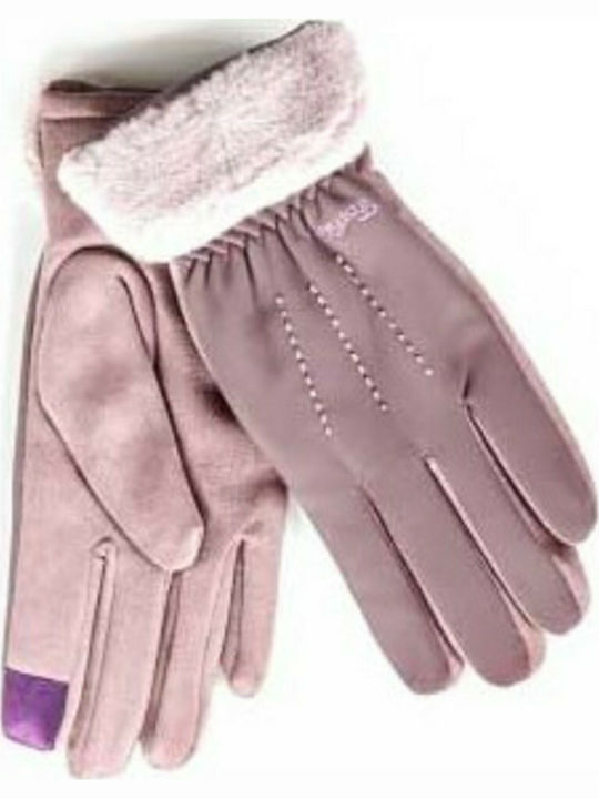 Verde Women's Touch Gloves with Fur Pink 02-602