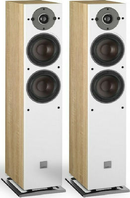 Dali Oberon 5 Pair of Hi-Fi Speakers Floor 220W 2 No of Drivers W16.2xD28.3xH83cm. Oak Tree / White