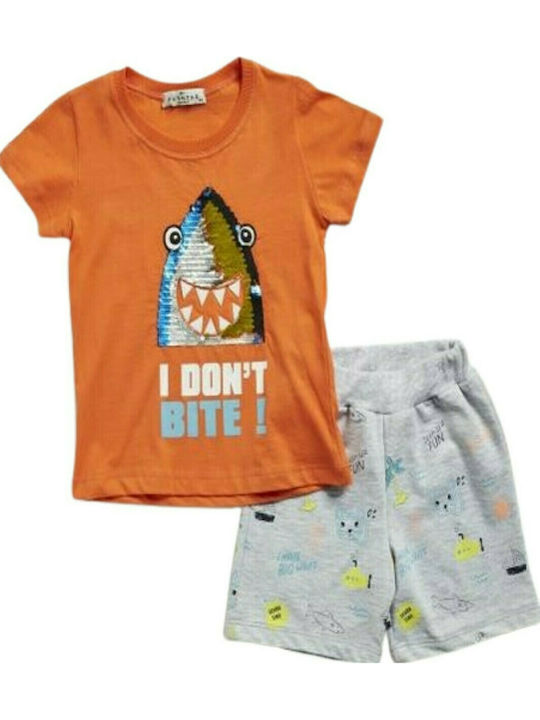 Hashtag Kids Set with Shorts Summer 2pcs Orange