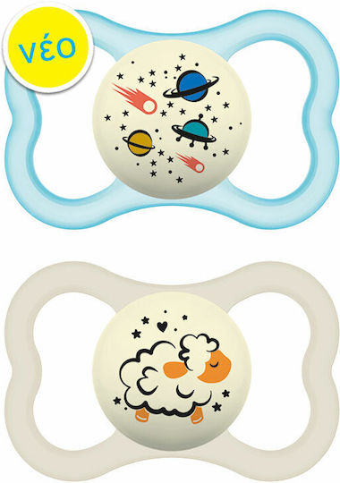 Mam Orthodontic Pacifiers Silicone Night Planets-Sheep - Blue-White for 6-16 months 2pcs