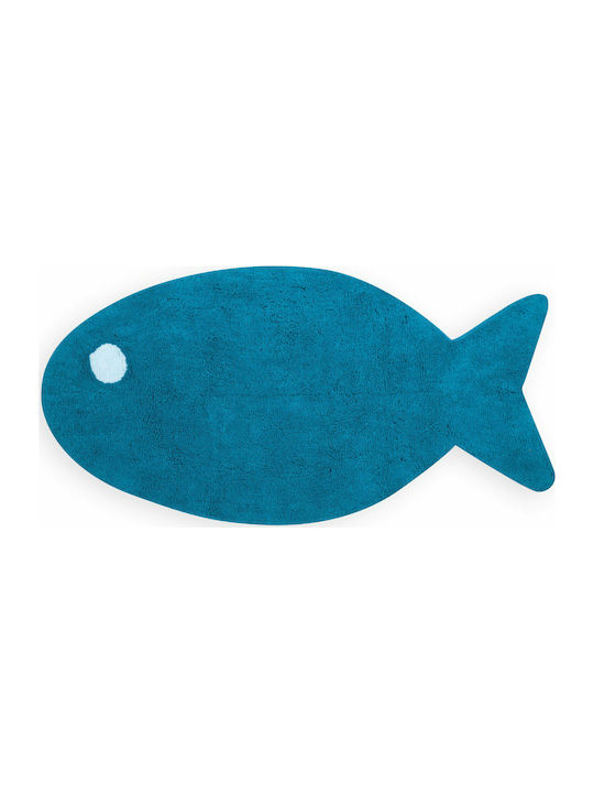 Nef-Nef Αντιολισθητικό Πατάκι Μπάνιου Βαμβακερό Fishes Way Blue 70x140εκ.