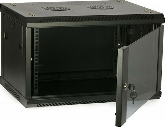 Safewell 6U Π60/Β45/Υ34 Wall Mounted Rack Cabinet 6U 60x45x34cm Black SMC6406