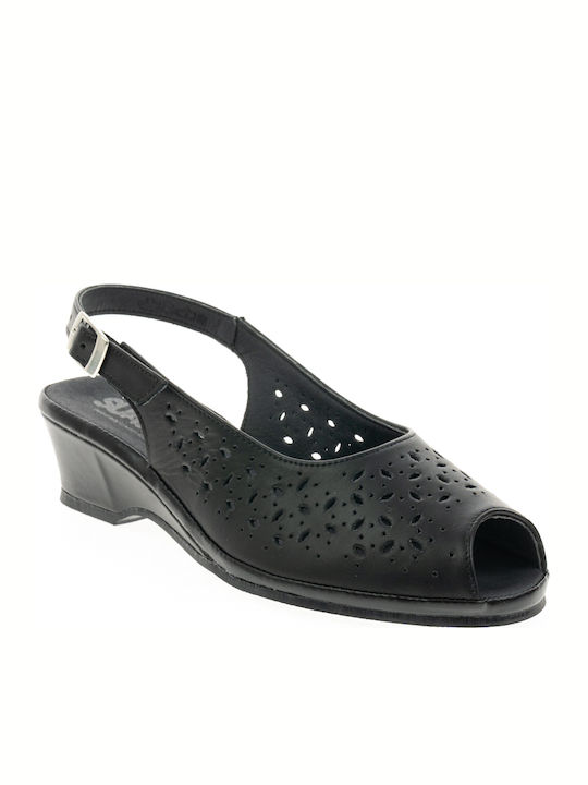 279PT Anatomic Women's Peep Toe Platforms Black