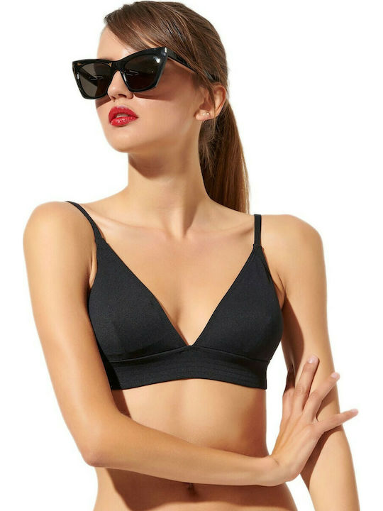 Blu4u Triangle Bikini Top with Adjustable Straps Black