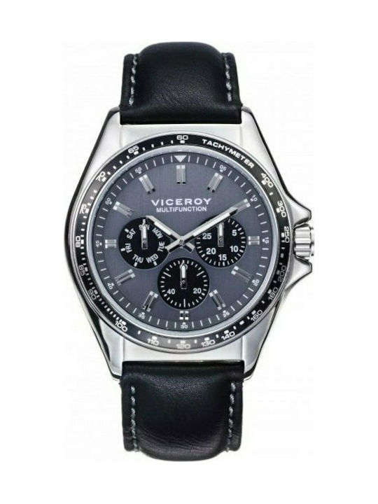 Viceroy Uhr Chronograph Batterie mit Schwarz Lederarmband