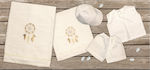 Mouchtaris Collection Baptism Towel Set Εκρού