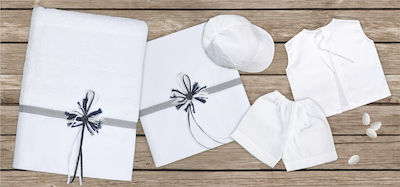 Mouchtaris Collection Baptism Towel Set Λευκό