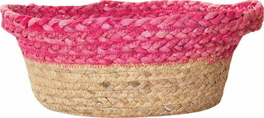 Nef-Nef Homeware Velez Decorative Basket Wicker with Handles Pink 23x23x13cm