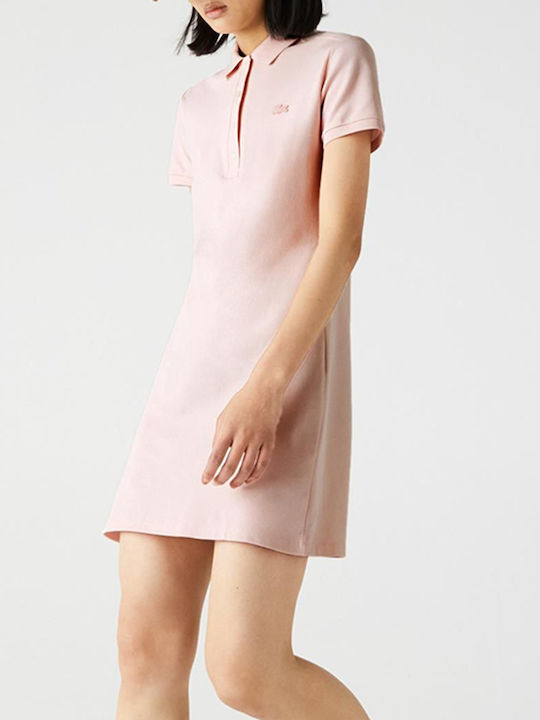 Lacoste Mini All Day Φόρεμα Μακό με Κουμπιά Ροζ