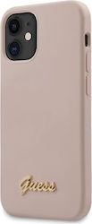 Guess Script Gold Logo Plastic Back Cover Pink (iPhone 12 mini)