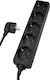 Powertech Steckdosenleiste 5 Positionen mit Kabel 3m
