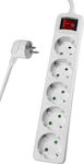 Powertech 5-Outlet Power Strip 1.5m White