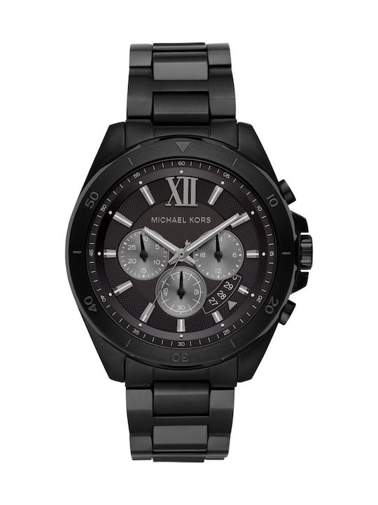 Michael Kors Brecken Ανδρικό Ρολόι Χρονογράφος Μπαταρίας με Μαύρο Μεταλλικό Μπρασελέ
