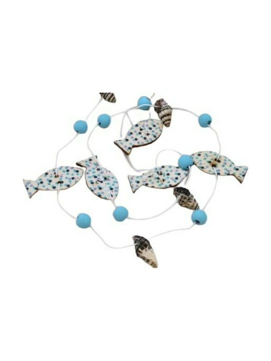 GARLAND 2METTS WOODEN FISH, PEARL, SHELL