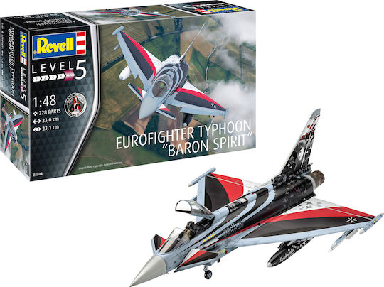 Revell Eurofighter Typhoon "Baron Spirit" Modeling Figure Airplane Red 228 Pieces in Scale 1:48 33x23.1cm.
