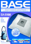 BASE BA 5100 Σακούλες Σκούπας 5τμχ Συμβατή με Σκούπα Nilfisk / Philips / Samsung