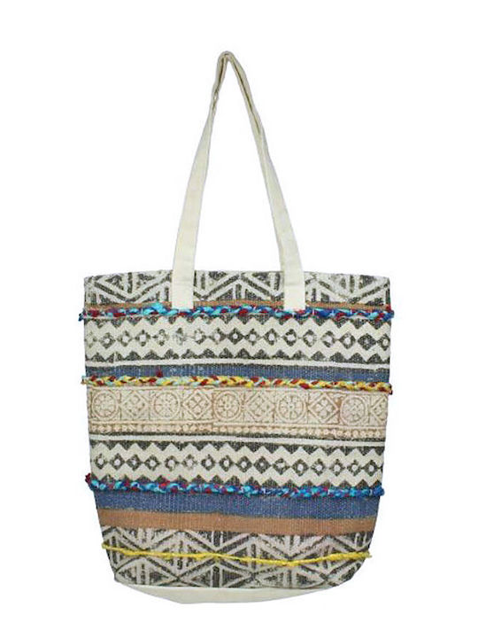 Zaros Stoff Strandtasche mit Ethnic Muster Mehrfarbig