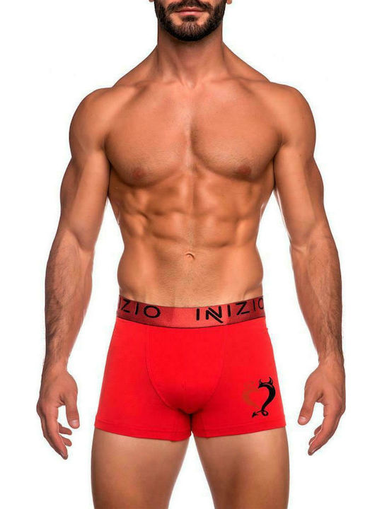 Inizio Men's Boxer Red with Patterns