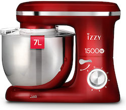 Izzy IZ-1500 Κουζινομηχανή 1500W με Ανοξείδωτο Κάδο 7lt Spicy Red