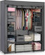 Massido Massido Fabric Wardrobe with Zipper and Shelves in Gray Color 135x45x170cm