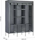 Massido Fabric Wardrobe with Zipper and Shelves in Gray Color 130x45x175cm