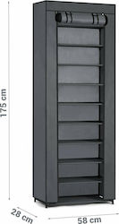 Massido Massido Fabric Wardrobe with Zipper and Shelves in Gray Color 58x28x175cm
