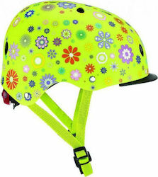 Globber Kids' Helmet for City Bike Green with LED Light XS/S (48-53 cm) Lime Green Flowers