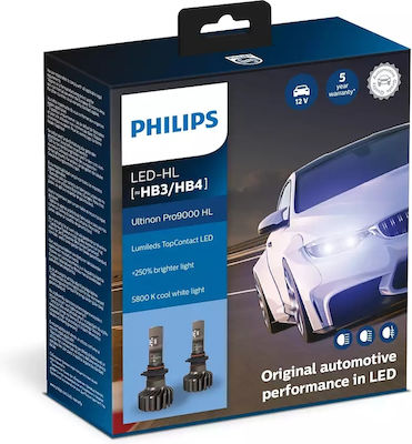 Philips Lămpi Ultinon Pro 9000 HL H4 LED 5800K Alb rece 12V 18W 2buc 11342U90CWX2