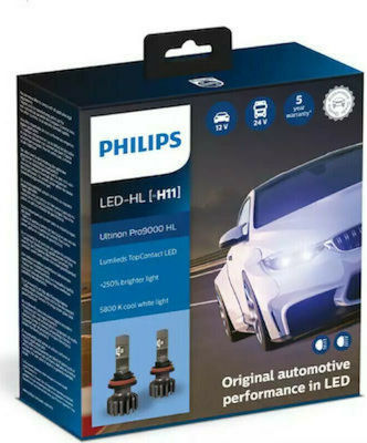 Philips Λάμπες Ultinon Pro 9000 H11 LED 5800K Ψυχρό Λευκό 12-24V 18W 2τμχ