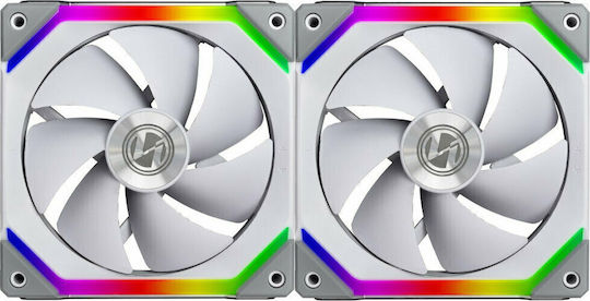 Lian Li UNI Fan SL140 Case Fan 120mm (1500rpm / 70.5cfm) με ARGB Φωτισμό και Σύνδεση 3-Pin 2τμχ Λευκό