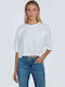 Miriam Women's Summer Crop Top Cotton Short Sleeve Beige