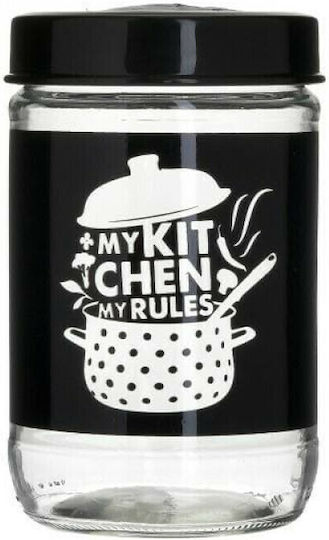 Click General Use Glass Jar with Lid Black 660ml