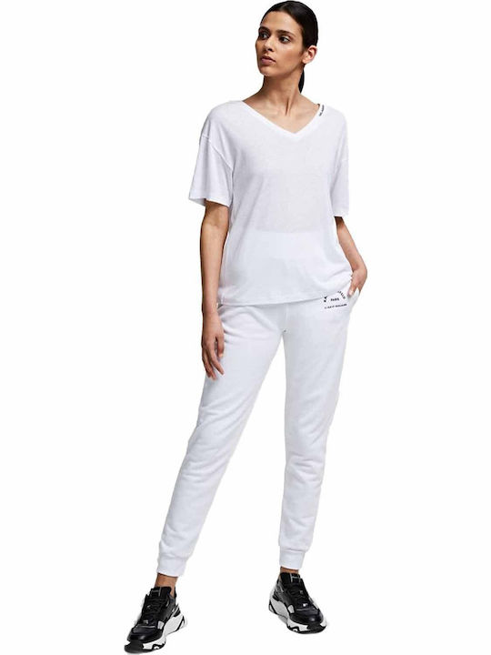 Karl Lagerfeld 210W1070 Παντελόνι Γυναικείας Φόρμας με Λάστιχο Λευκό