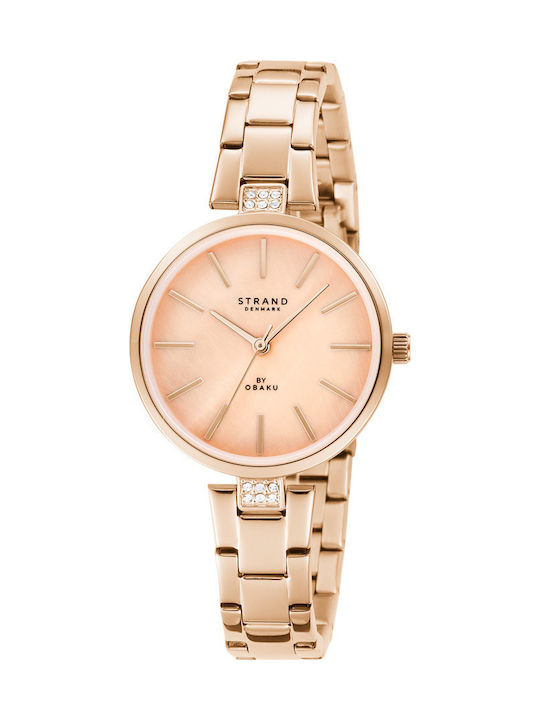 Obaku Ipanema Rosette Rose Women's Watch with Pink Gold Metal Bracelet