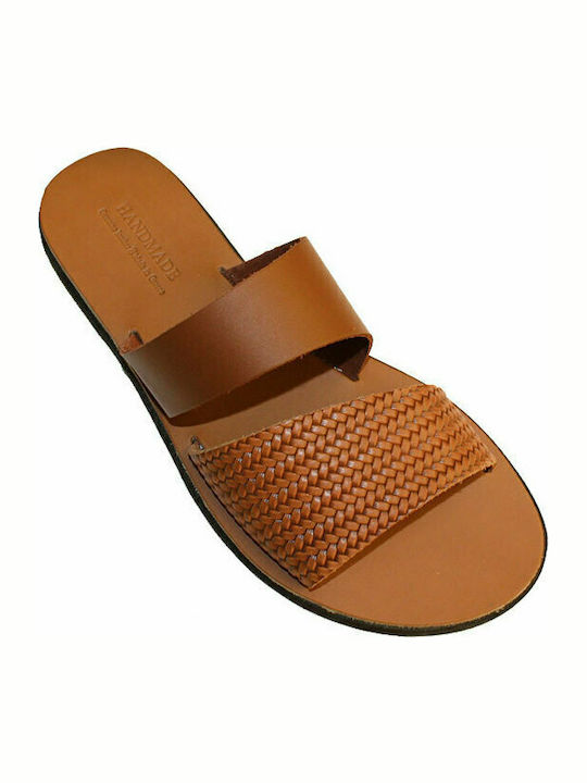 Women's leather sandal in tan color