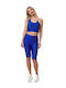Women's Bike Training Legging Shiny & High Waisted Blue