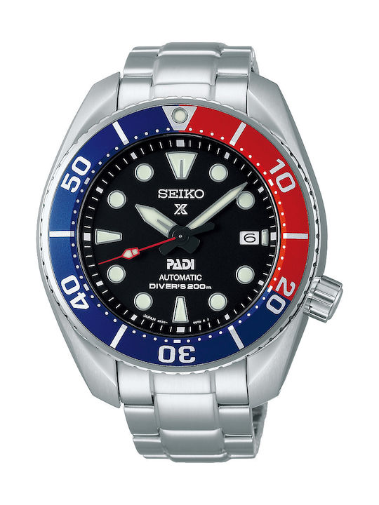 Seiko Prospex Padi Sumo Ανδρικό Ρολόι 45mm Αυτόματο με Ασημί Μεταλλικό Μπρασελέ