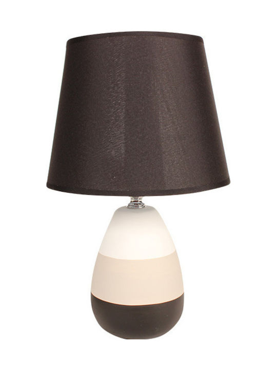 Keskor Ceramic Table Lamp for Socket E14 with Black Shade and Multicolored Base