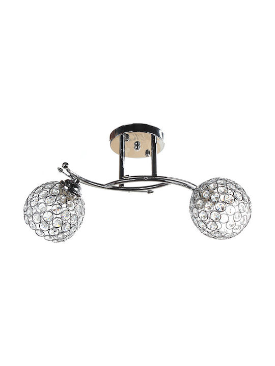 Keskor Modern Ceiling Mount Light with Socket E27 with Crystals in Silver color 45pcs