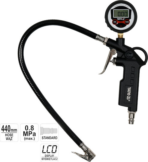 Yato YT-23702 Digital Air Pressure Gauge with Tyre Inflator Pistol 0.8bar YT-23702