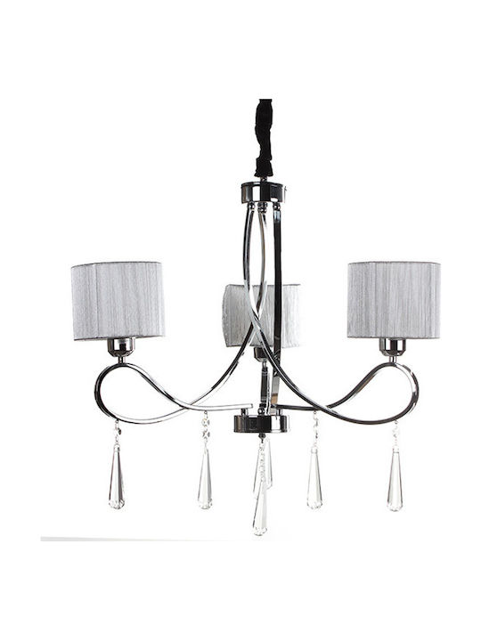 Keskor Candelabru 3xE27 Ø68cm cu Abajururi Argint 2059-3