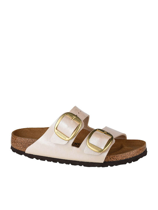 Birkenstock Arizona Graceful Leder Damen Flache Sandalen Anatomisch Pearl White Schmal Passform